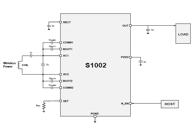 3W无线充接收S1002芯片典型电路设计图