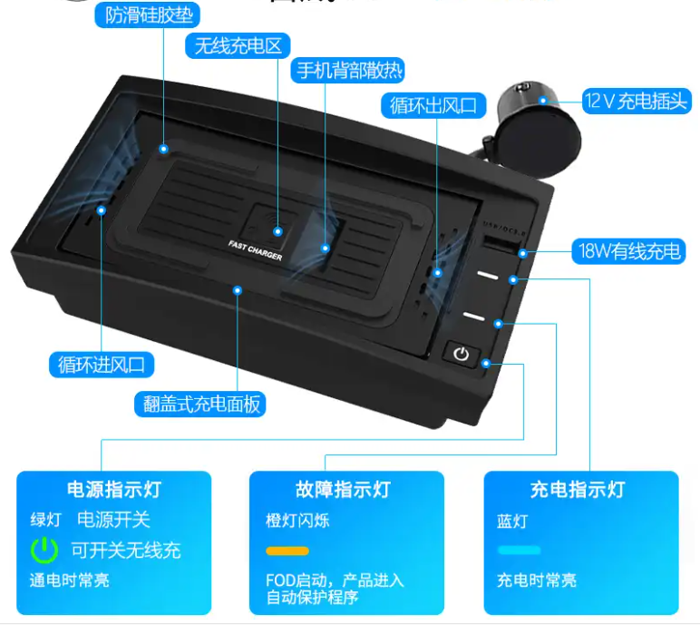 车载无线充电走线怎么接